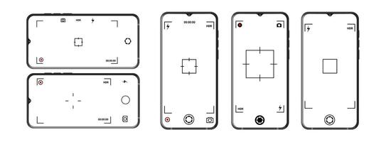 Camera app with digital zoom, focus, and timer. vector