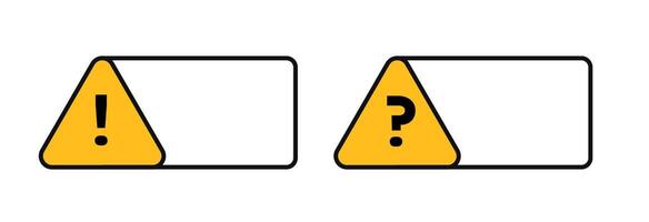 Yellow warning frame with exclamation and question mark. vector