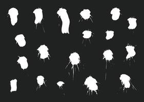 Abstract white paint blot element set. Various splatter shapes design bundle. vector