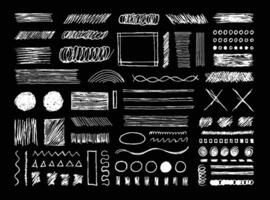 Pencil scribble texture element collection. Abstract hand drawn shapes design set. Hand drawn pen brushes. vector