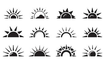 Sun Icon Set Shilouette vector