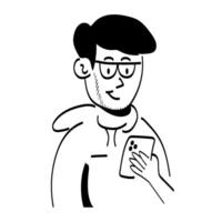 senior mobile developer doing his remote job vector