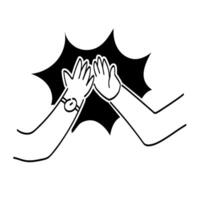 Two hands giving each other a high five vector