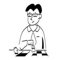 A manager plays chess to practice business decisions vector