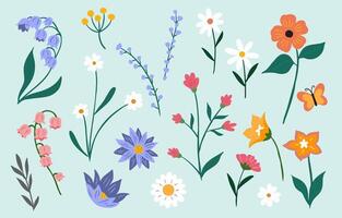 set of flower element for spring design vector