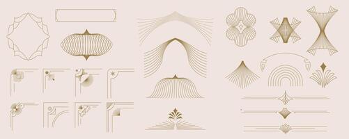 art deco vintage element with border and line vector