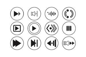 Minimalist Media Control Icons Set for UI and UX Design. vector