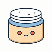 A jar of cream with a smiley face on it vector