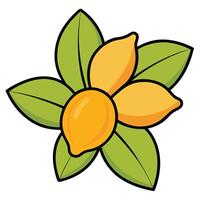 Three Lemons with Green Leaves Forming a Flower Shape Illustration vector