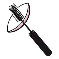 A detailed illustration of a stylish mascara wand with a unique brush head design and sleek black handle vector
