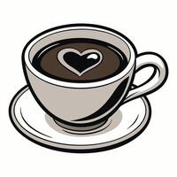 Aromatic Cup of Coffee with a Heart Design in the Foam A Delightful Beverage for Coffee Lovers vector