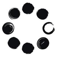 Abstract Circular Design with Eight Black Ink Blobs on White Background vector