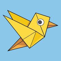 An origami bird with a yellow beak vector