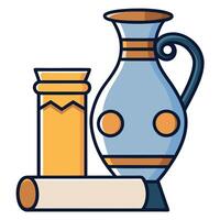Ancient Greek Pottery Jug with Column and Scroll Illustration vector