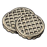 Two waffles on a white background vector