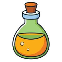 A bottle with liquid in it on a white background vector