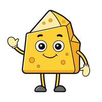 Cheese character with arms and legs, smiling and waving vector