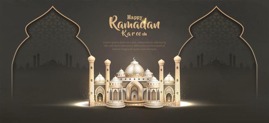 islamic greetings card design with beautiful white mosque