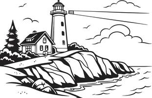 A Glimpse of the Coast Lighthouse Scene vector