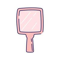 Hand Mirror. A small handheld mirror for grooming. vector