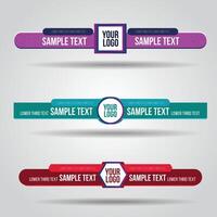 Lower third colorful design tv template modern contemporary. Set of banners bar screen broadcast show bar name. Collection of lower third for editing transparent vector