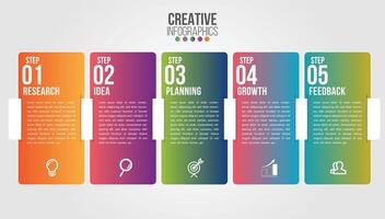 Business Infographic design template with icons and 5 numbers vector