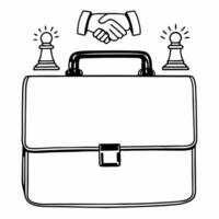 A briefcase on white background with holographic handshake and growth symbols leaving copy space concept as Straight on shot of a business briefcase against a pure white backgroun Square Set 3 Square vector