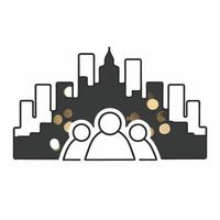 Abstract city skyline with bokeh lights and financial icons overlay concept as A creative depiction of a city skyline blended with soft bokeh lights and overlaid financial icons sy Square Set 3 Square vector