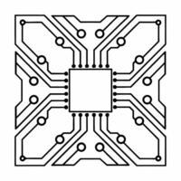 Abstract circuit board with bokeh lights representing technology and business connections concept as An artistic image of a circuit board pattern overlaid with soft bokeh lights sy Square Square vector
