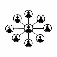 Abstract digital art depicting silhouettes of people connecting in a business network with soft bokeh lights concept as A digital artwork featuring silhouettes of individuals inter Square Square vector