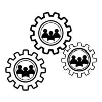 Abstract gears forming community silhouette concept as Panning shot of abstract glowing gears rotating and aligning to form the silhouette of a diverse community Camera pulls back Square Square vector