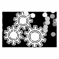 Abstract Gears Interlocking with Bokeh Lights concept as Soft abstract image of gears interlocking over a backdrop of cool toned bokeh lights The camera zooms in on the point wher Square Set 2 Square vector