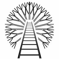 Abstract Ladder Reaching Toward a Tree concept as A soft abstract ladder with bokeh effects reaches toward a glowing tree symbolizing growth through community and compromise in ESG Square Square vector