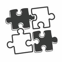 Abstract puzzle pieces coming together with bokeh background symbolizing compromise and teamwork concept as An image showing abstract puzzle pieces fitting together against a soft Square Square vector