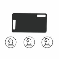 A credit card hovering with holographic key and chess knight icons providing copy space concept as Side view of a credit card levitating against a white background Surrounding it Square Square vector