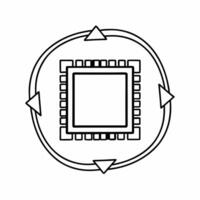 AI orchestrated circular economy system concept as Close up of AI processor coordinating circular economy processes Camera moves between different stages of material flow Backgro Square Square vector