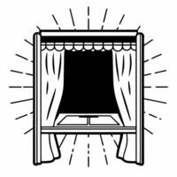 Antigravity voting booth with flying ballot curtain concept as Close up of a voting booth defying gravity with its curtain flying open to reveal a glowing ballot inside Camera slo Square Square vector