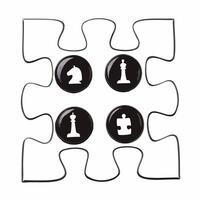 A puzzle piece on white background with holographic financial graphs and handshake icons leaving copy space concept as Straight on shot of a puzzle piece against a pure white back Square Square vector