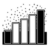 Ascending profit staircase concept as Tracking shot following a businessperson climbing a translucent staircase made of glowing bar graphs Each step represents increasing profits Square Square vector