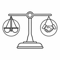 A scale on white background with holographic financial symbols and handshake icons leaving copy space concept as Front view of a weighing scale against a pure white background Su Square Square vector