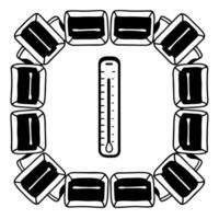 Ballot box border with fundraising thermometer concept as Close up of a frame made of interconnected ballot boxes with a rising fundraising thermometer in the center Camera slowly Square Square vector
