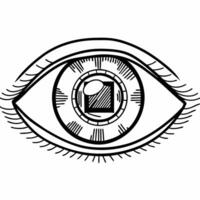 Biometric ESG data interface concept as Extreme close up of an iris with ESG data reflected in it Camera slowly pulls back to reveal the eye belongs to a business person interfaci Square Square vector