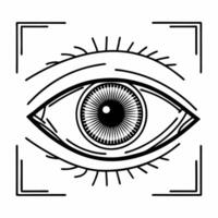 Biometric voter verification eye concept as Macro shot of an eye undergoing biometric scanning for voter verification Camera slowly zooms out to reveal futuristic scanning technol Square Square vector