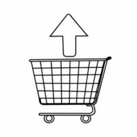 Bokeh abstract shopping cart arrow concept as A soft abstract image of a shopping cart with an upward pointing arrow overlaid on a warm bokeh background The camera pans upward sym Square Square vector
