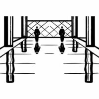 Bokeh business figures walking on water concept as Wide shot of business figures appearing to walk on water their forms created by bokeh lights Camera pans to show their reflectio Square Square vector