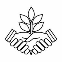 Bokeh Hands Shaking Over Seedling concept as Two hands shaking over a growing seedling with bokeh effects symbolize compromise leading to community growth in ESG negotiations The Square Square vector