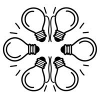 Bokeh Light Bulbs Forming a Brain concept as Soft abstract image of glowing light bulbs arranged to form the shape of a brain with bokeh effects The camera angle rotates slowly sy Square Square vector