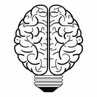 Brain lightbulb idea concept as illustration of a white brain merged with a lightbulb Camera slowly rotates around the image revealing intricate neural connections lighting Square Square vector