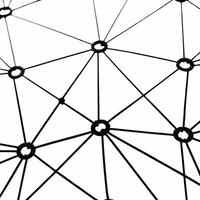 Bokeh Network Nodes Connecting in Soft Light concept as Soft abstract network nodes connected by lines with bokeh effects symbolizing community growth through compromise in ESG neg Square Square vector