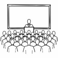 Business leader candidly addressing a conference with responsibility concept as A candid image showing a business leader addressing a conference or large meeting demonstrating lead Square Square vector